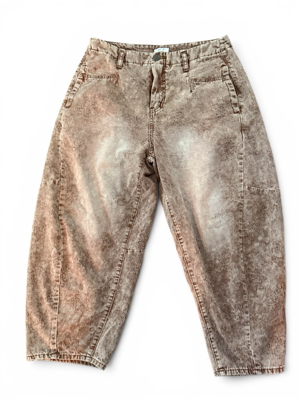 Easel Mineral Wash Cropped Utility Pants - Taupe